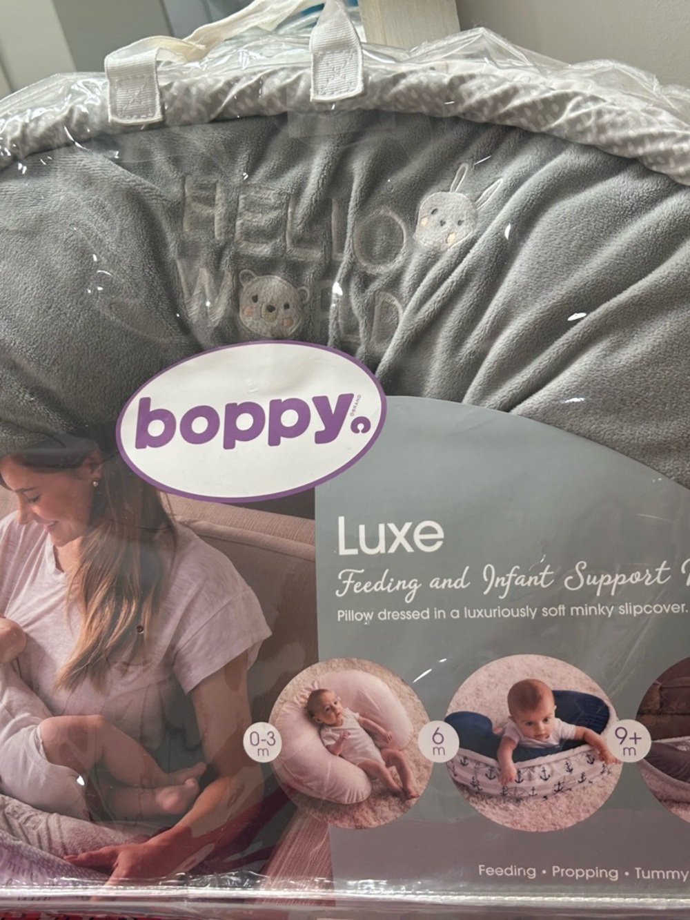 Boppy Luxe Gray Minky Feeding & Infant Support Pillow
